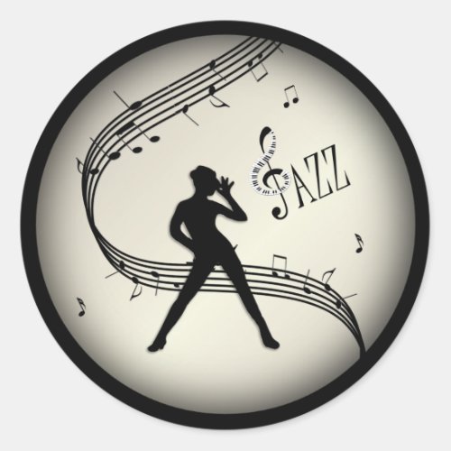 Jazz Dance Golden Music Classic Round Sticker