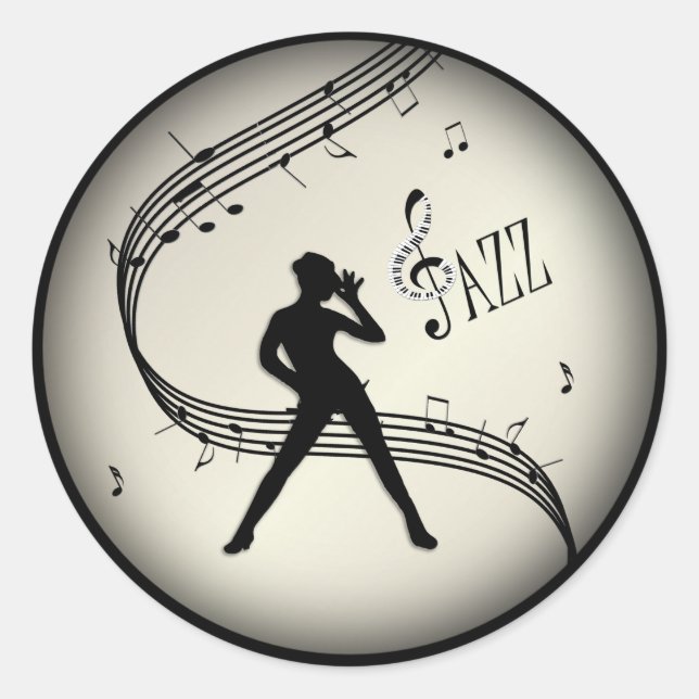 Jazz Dance Golden Music Classic Round Sticker (Front)