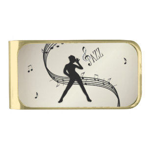 Jazz Dance Golden Music Gunmetal Finish Money Clip
