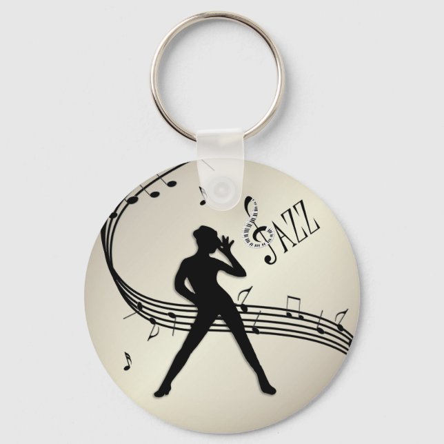 Jazz Dance Golden Music Keychain (Front)