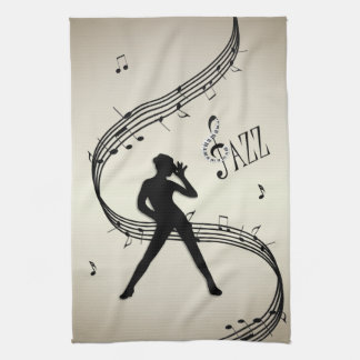 Jazz Dance Golden Music Kitchen Towel