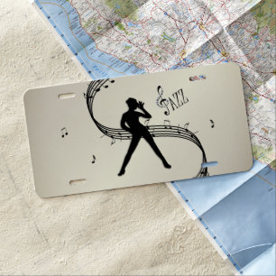 Jazz Dance Golden Music License Plate