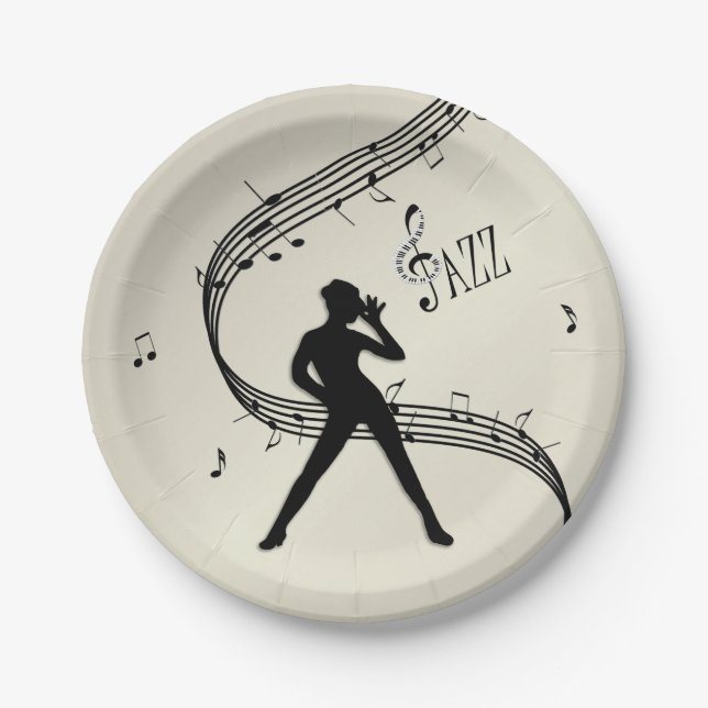 Jazz Dance Golden Music   Paper Plates (Front)
