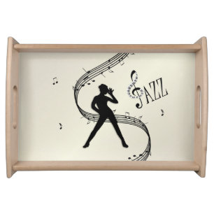 Jazz Dance Golden Music Serving Tray