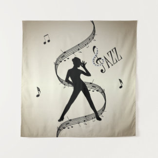 Jazz Dance Golden Music Tapestry