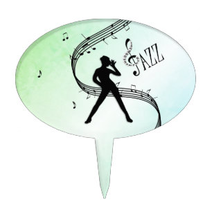 Jazz Dance Green Music Cake Topper