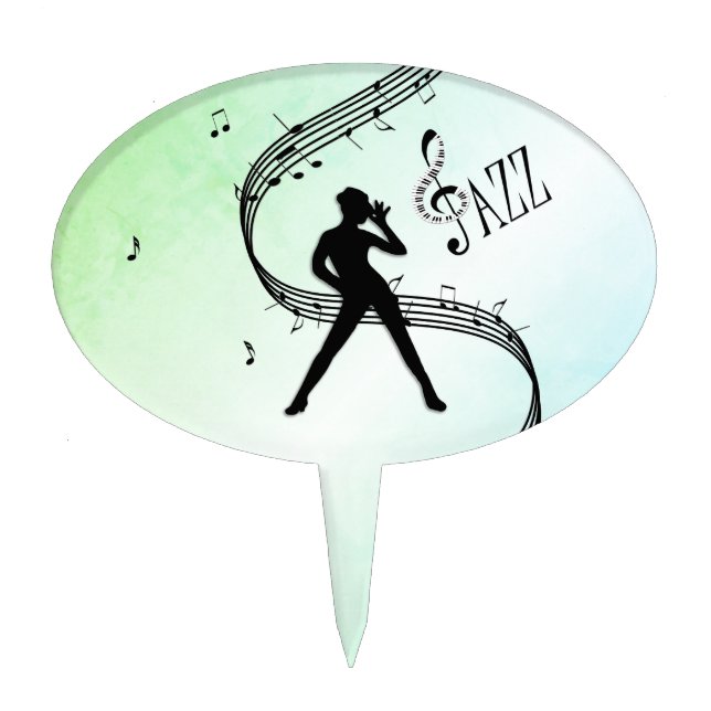 Jazz Dance Green Music Cake Topper (Front)