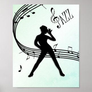 Jazz Dance Green Music Poster
