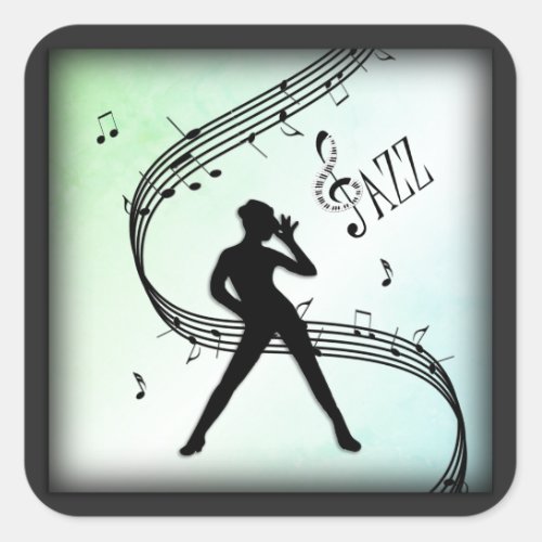 Jazz Dance Green Music Square Sticker