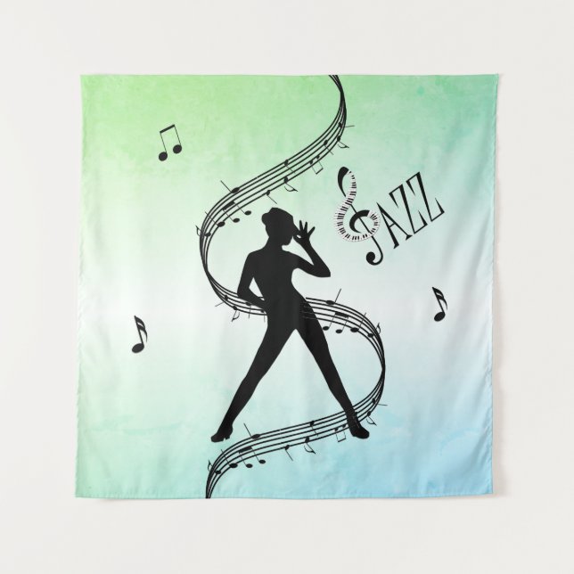Jazz Dance Green Music Tapestry (Front)