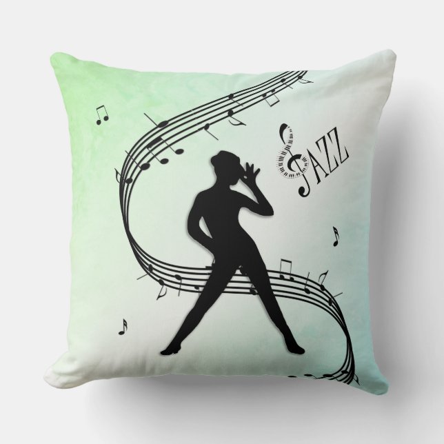Jazz Dance Green   Throw Pillow (Front)