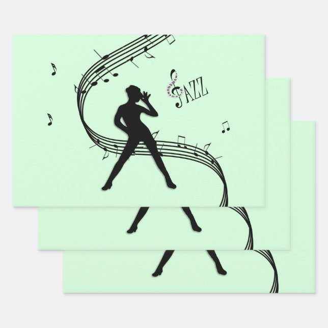 Jazz Dance Mint Music Wrapping Paper Sheets (Set)