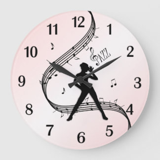 Jazz Dance Pink Black Numbers Large Clock