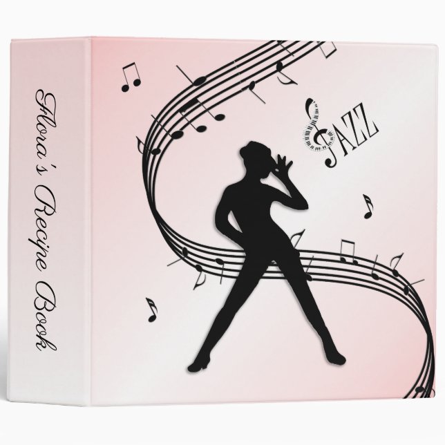 Jazz Dance Pink Music 3 Ring Binder (Front/Spine)