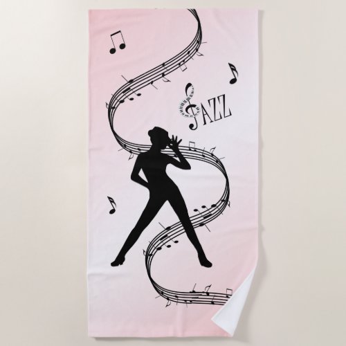 Jazz Dance Pink Music  Beach Towel