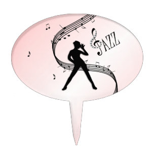 Jazz Dance Pink Music Cake Topper