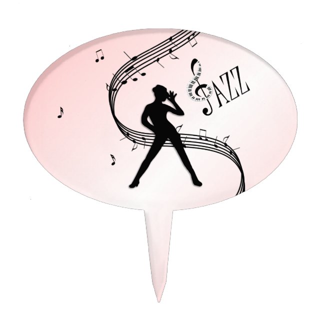 Jazz Dance Pink Music Cake Topper (Front)