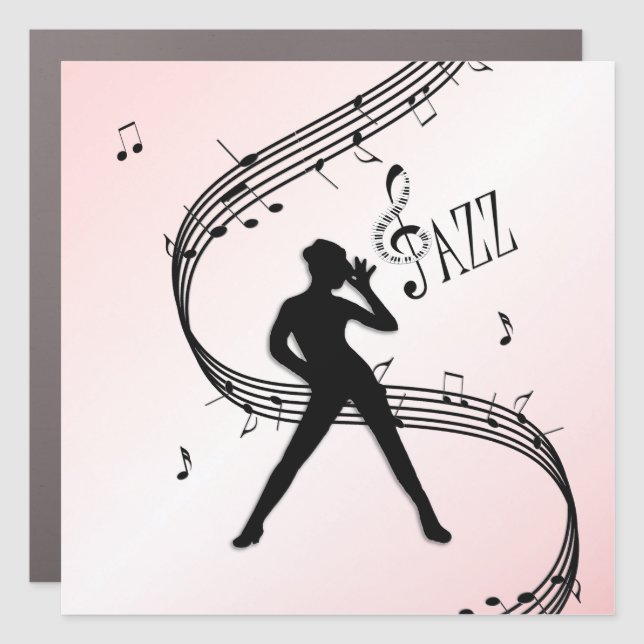 Jazz Dance Pink Music Car Magnet (Front)