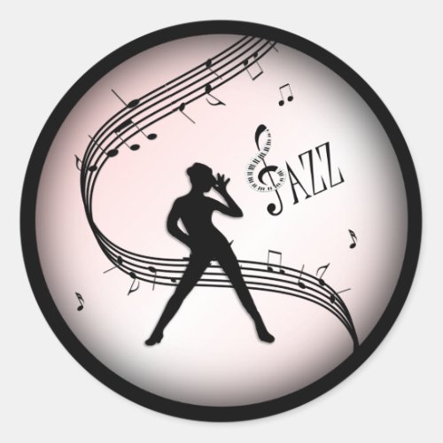 Jazz Dance Pink Music Classic Round Sticker