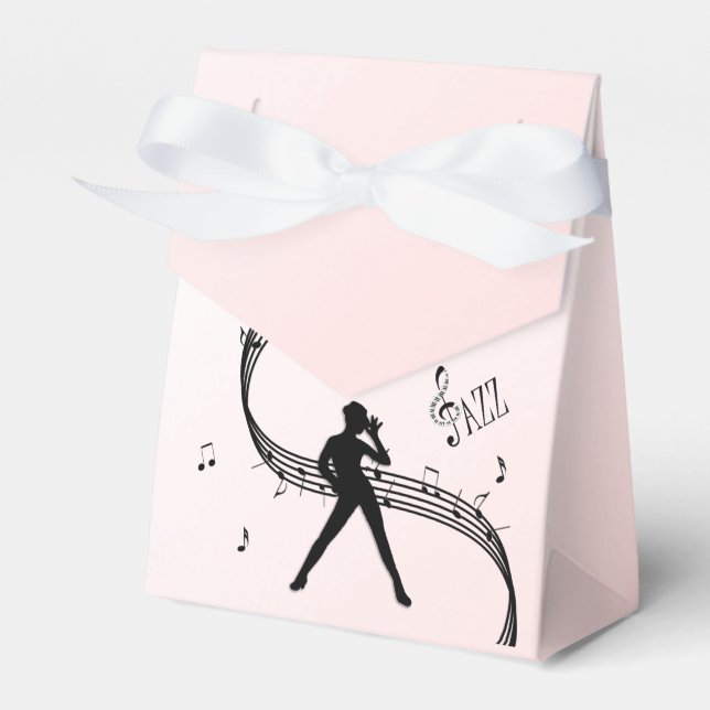 Jazz Dance Pink Music Favor Boxes (Front Side)