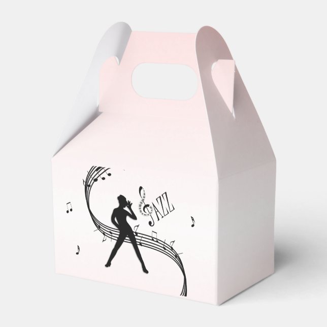 Jazz Dance Pink Music Favor Boxes (Front Side)