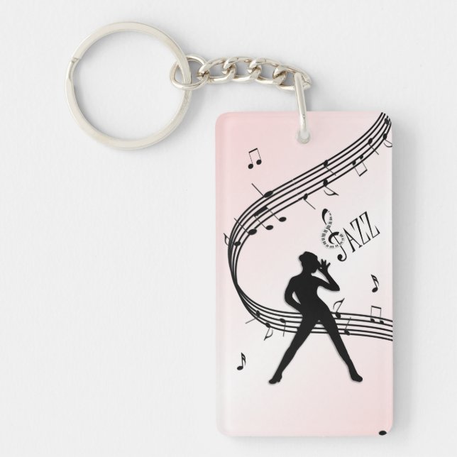 Jazz Dance Pink Music Keychain (Front)
