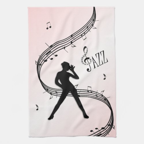 Jazz Dance Pink Music Kitchen Towel