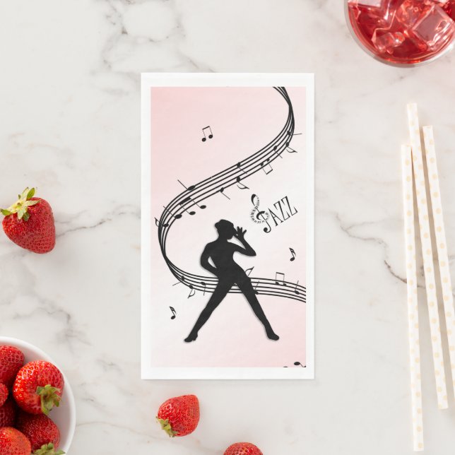 Jazz Dance Pink Music Paper Guest Towels (Insitu)