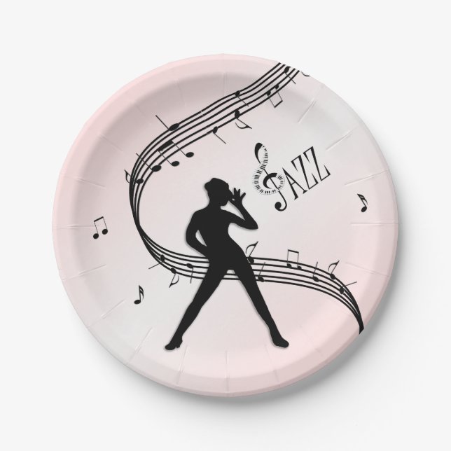 Jazz Dance Pink Music  Paper Plates (Front)