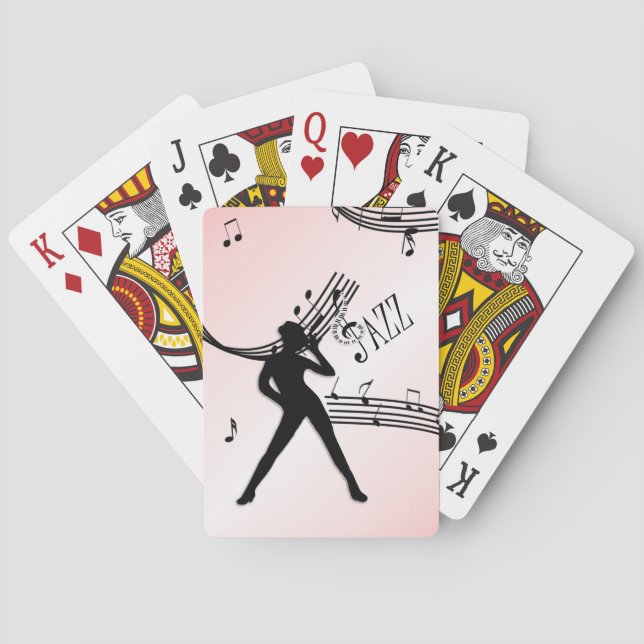 Jazz Dance Pink Music Playing Cards (Back)