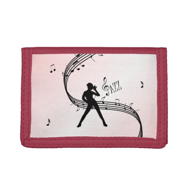Jazz Dance Pink Music Trifold Wallet (Front)