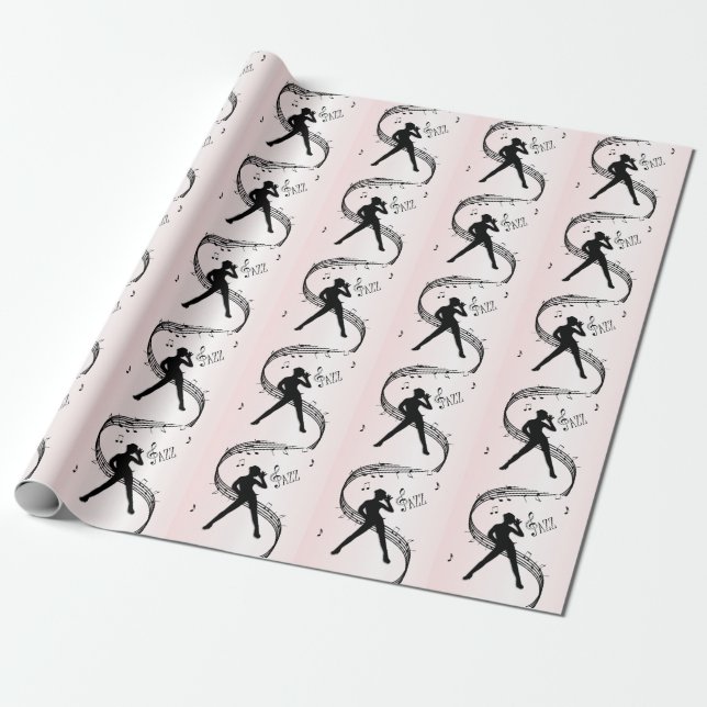 Jazz Dance Pink Music Wrapping Paper (Unrolled)