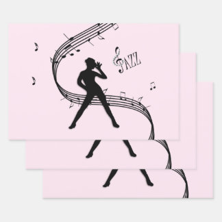 Jazz Dance Pink Music Wrapping Paper Sheets