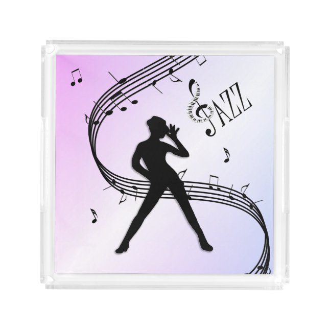 Jazz Dance Purple Music Bath Towel Set Acrylic Tray (Front)