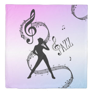 Jazz Dance Purple Music Duvet Cover