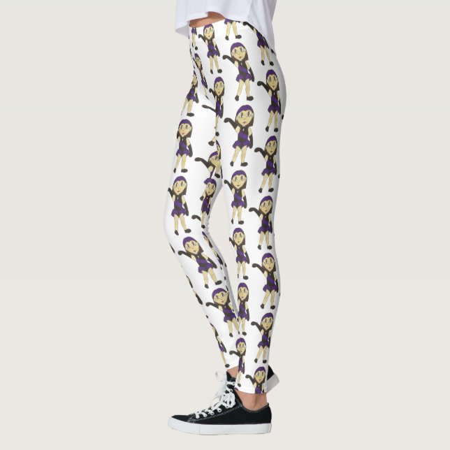 Jazz Dance Recital Purple Costume Girl Dancer Leggings (Left)