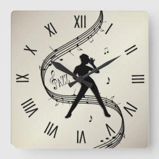 Jazz Dance Roman Numerals Golden Square Wall Clock