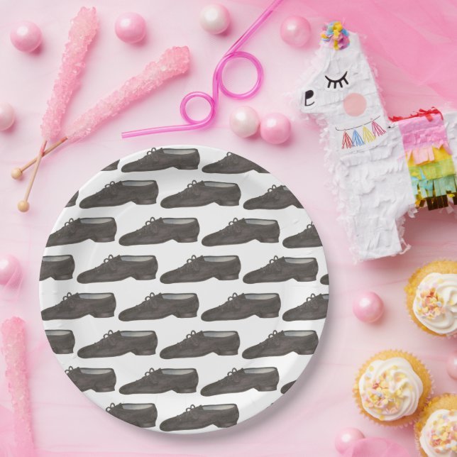 Jazz Dance Shoes Slippers Ballerina Dancer Class Paper Plates (Party)