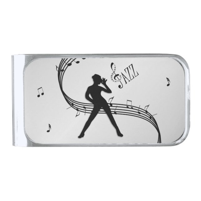 Jazz Dance Silver Finish Money Clip (Front)