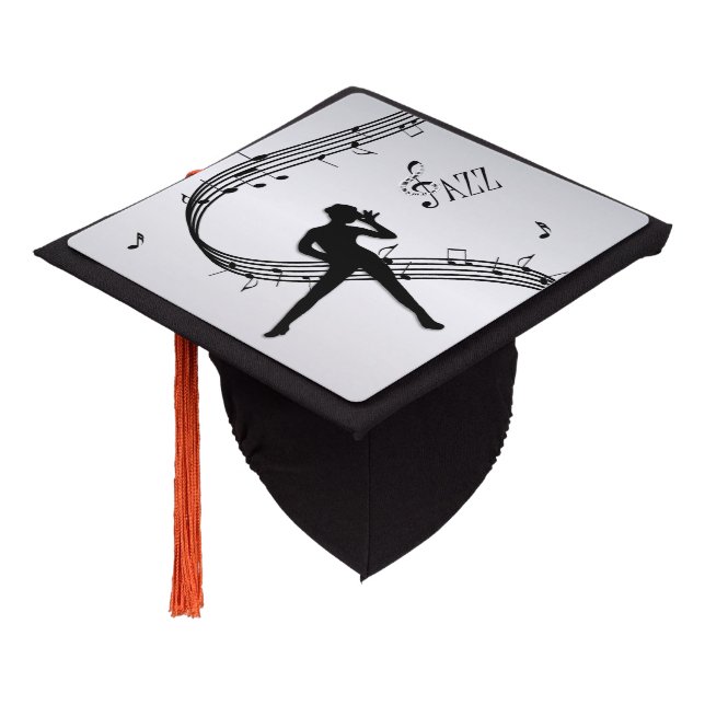 Jazz Dance Silver Graduation Cap Topper (Angled)
