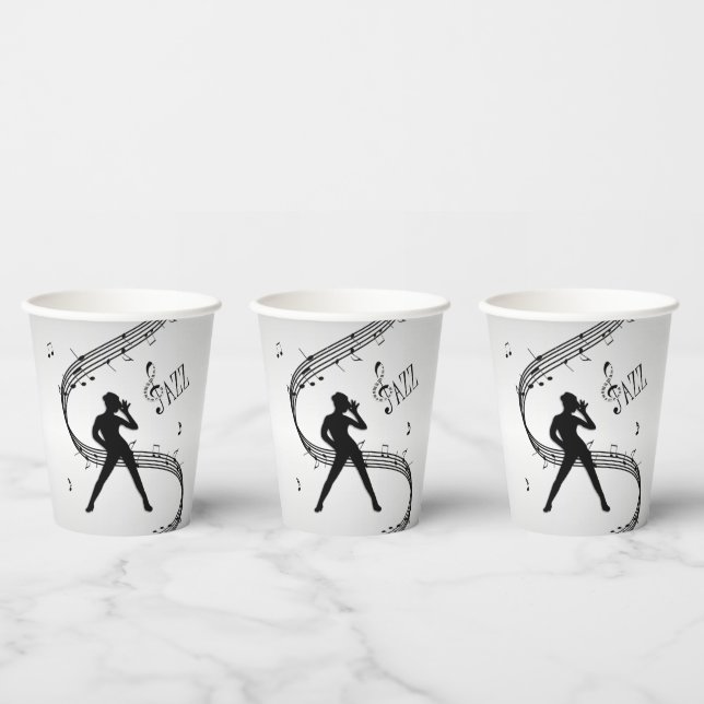 Jazz Dance Silver Music Paper Cups (Multi)