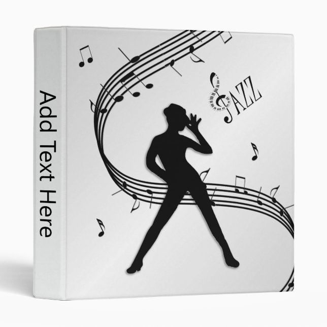Jazz Dance Silver Personal 3 Ring Binder (Front/Spine)
