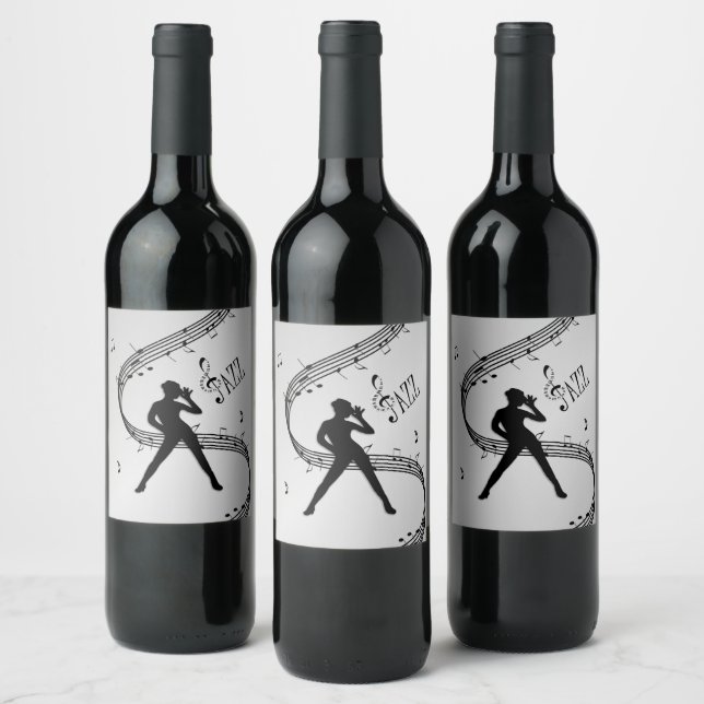 Jazz Dance Silver Wine Label (Bottles)
