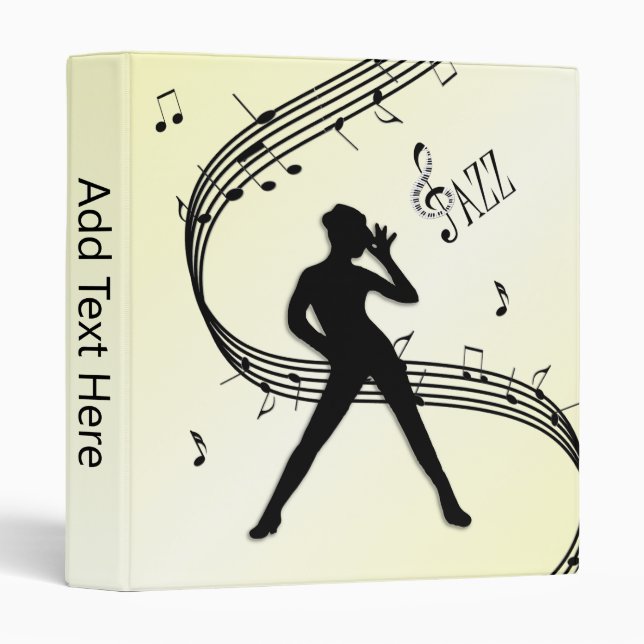 Jazz Dance Yellow Music 3 Ring Binder (Front/Spine)