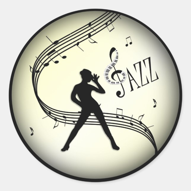 Jazz Dance Yellow Music Classic Round Sticker (Front)
