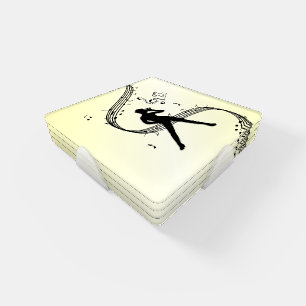 Jazz Dance Yellow Music   Coaster Set