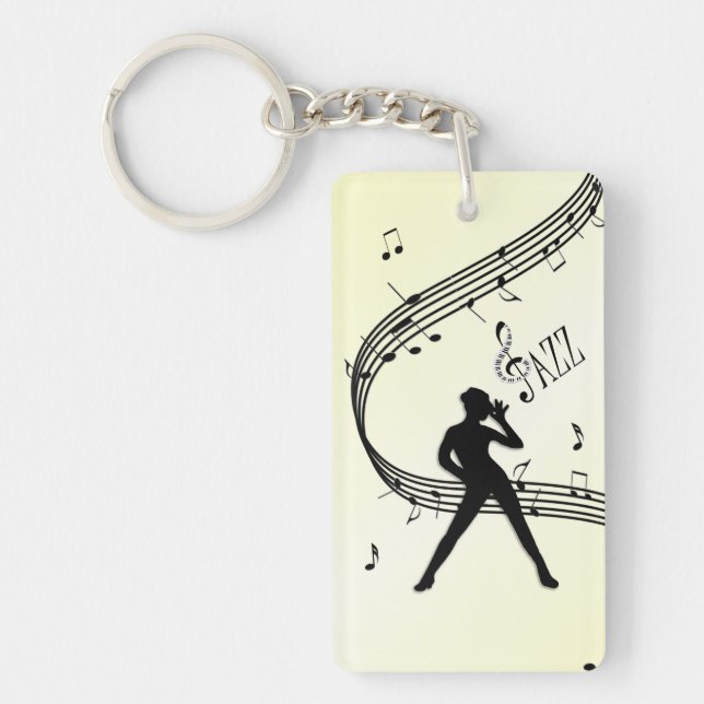 Jazz Dance Yellow Music  Keychain (Front)