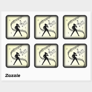 Jazz Dance Yellow Music Square Sticker