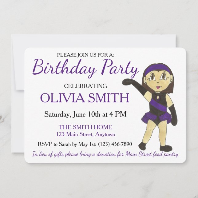 Jazz Dancer Dance Themed Birthday Party Invitation (Front)