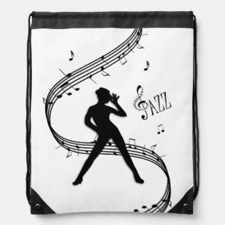 Jazz Dancer Music Drawstring Bag